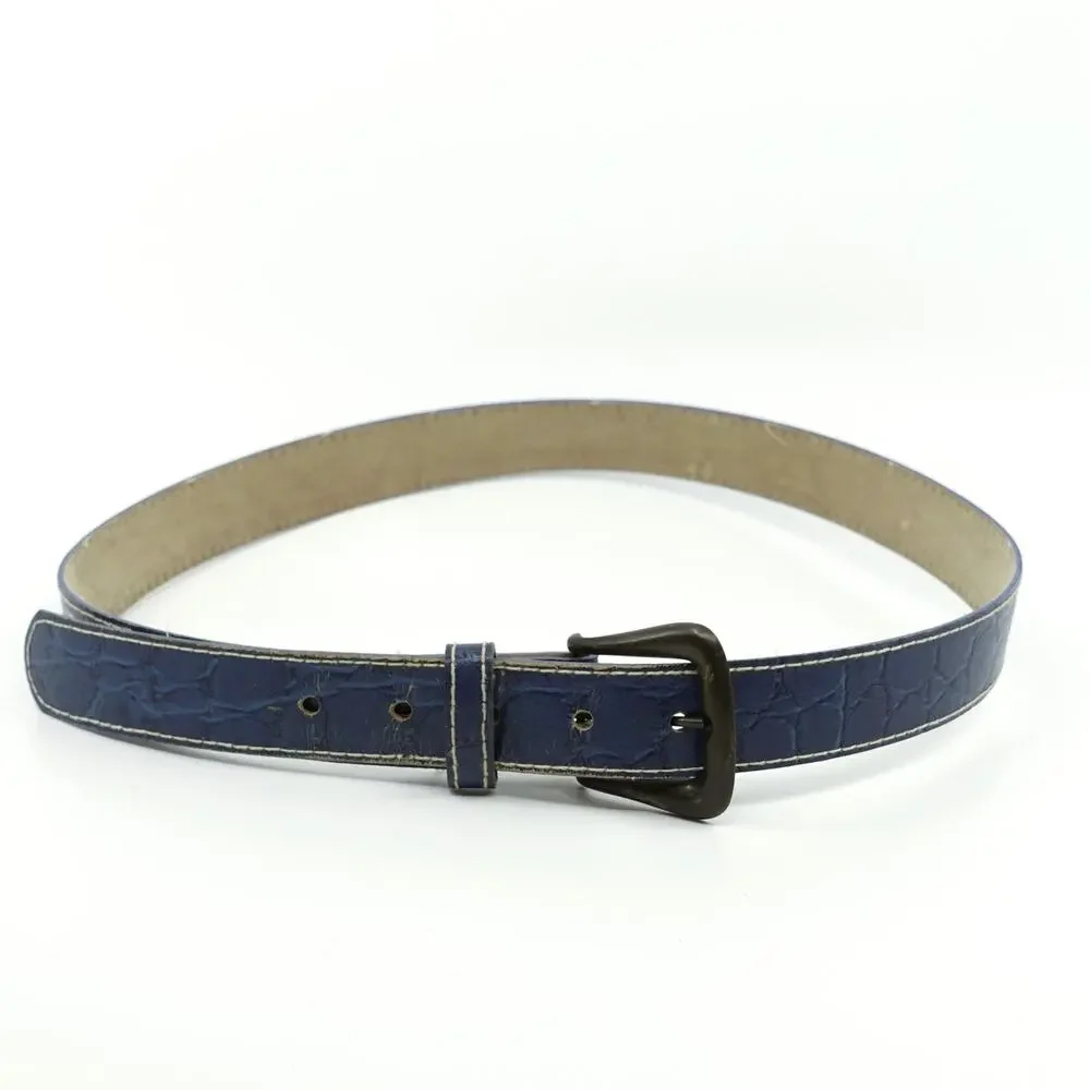 Vintage Slate Blue Faux Leather Belt